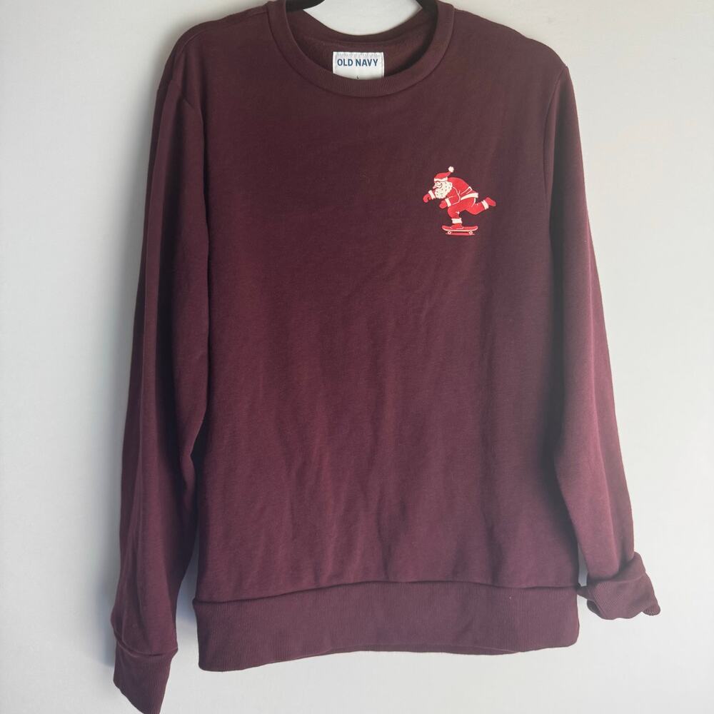 Old Navy Men Christmas‎ Holiday Long Sleeve Sweater Burgundy X-Large Crew Neck